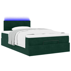 Οθωμανικό κρεβάτι με στρώμα & LEDs Dark Green 120x190cm Velvet