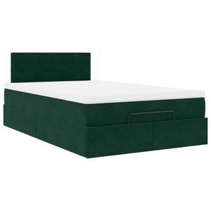 Οθωμανικό κρεβάτι με στρώμα & LEDs Dark Green 120x190cm Velvet