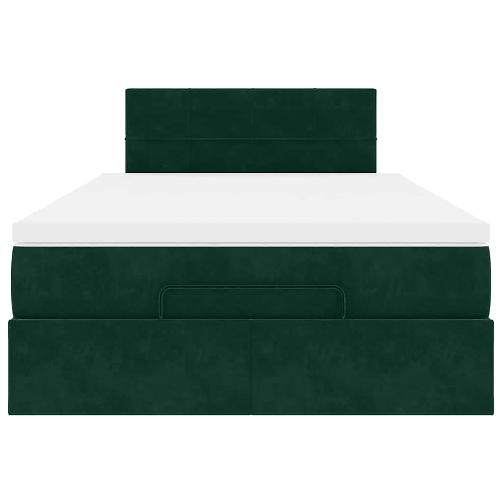 Οθωμανικό κρεβάτι με στρώμα & LEDs Dark Green 120x190cm Velvet