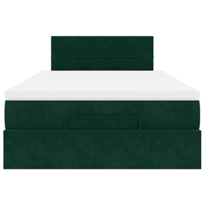 Οθωμανικό κρεβάτι με στρώμα & LEDs Dark Green 120x190cm Velvet