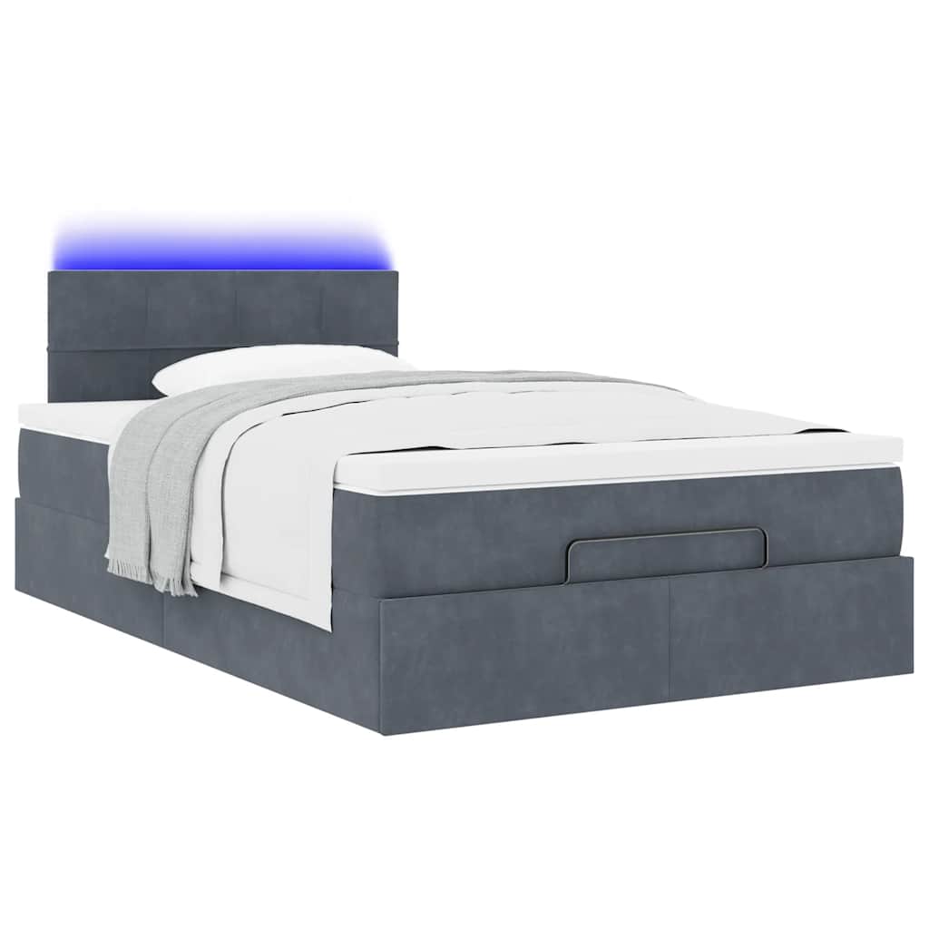 Οθωμανικό κρεβάτι με στρώμα & LEDs Σκούρο γκρι 120x200cm Velvet - Pakobazaar