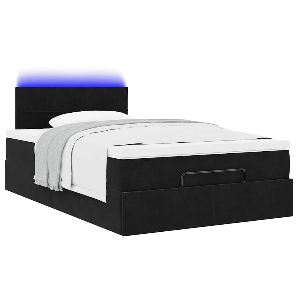 Οθωμανικό κρεβάτι με στρώμα & LEDs Μαύρο 120x200cm Velvet - Pakobazaar