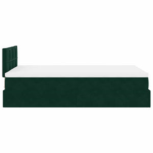 Οθωμανικό κρεβάτι με στρώμα & LEDs Dark Green 120x200cm Velvet - Pakobazaar