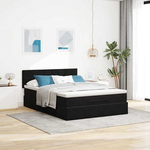 Οθωμανικό κρεβάτι με στρώμα & LEDs Μαύρο 140x190cm Velvet - Pakobazaar