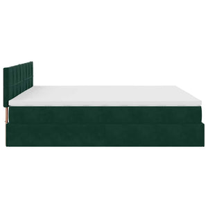 Οθωμανικό κρεβάτι με στρώμα & LEDs Dark Green 160x200cm Velvet - Pakobazaar