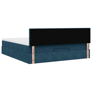 Οθωμανικό κρεβάτι με στρώμα&LEDs Σκούρο μπλε 160x200cm Βελούδο - Pakobazaar