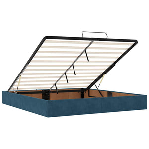 Οθωμανικό κρεβάτι με στρώμα&LEDs Σκούρο μπλε 160x200cm Βελούδο - Pakobazaar