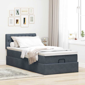 Οθωμανικό κρεβάτι με στρώμα & LEDs Dark Grey 80x200cm Velvet - Pakobazaar