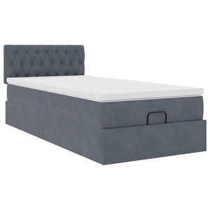 Οθωμανικό κρεβάτι με στρώμα & LEDs Dark Grey 80x200cm Velvet - Pakobazaar
