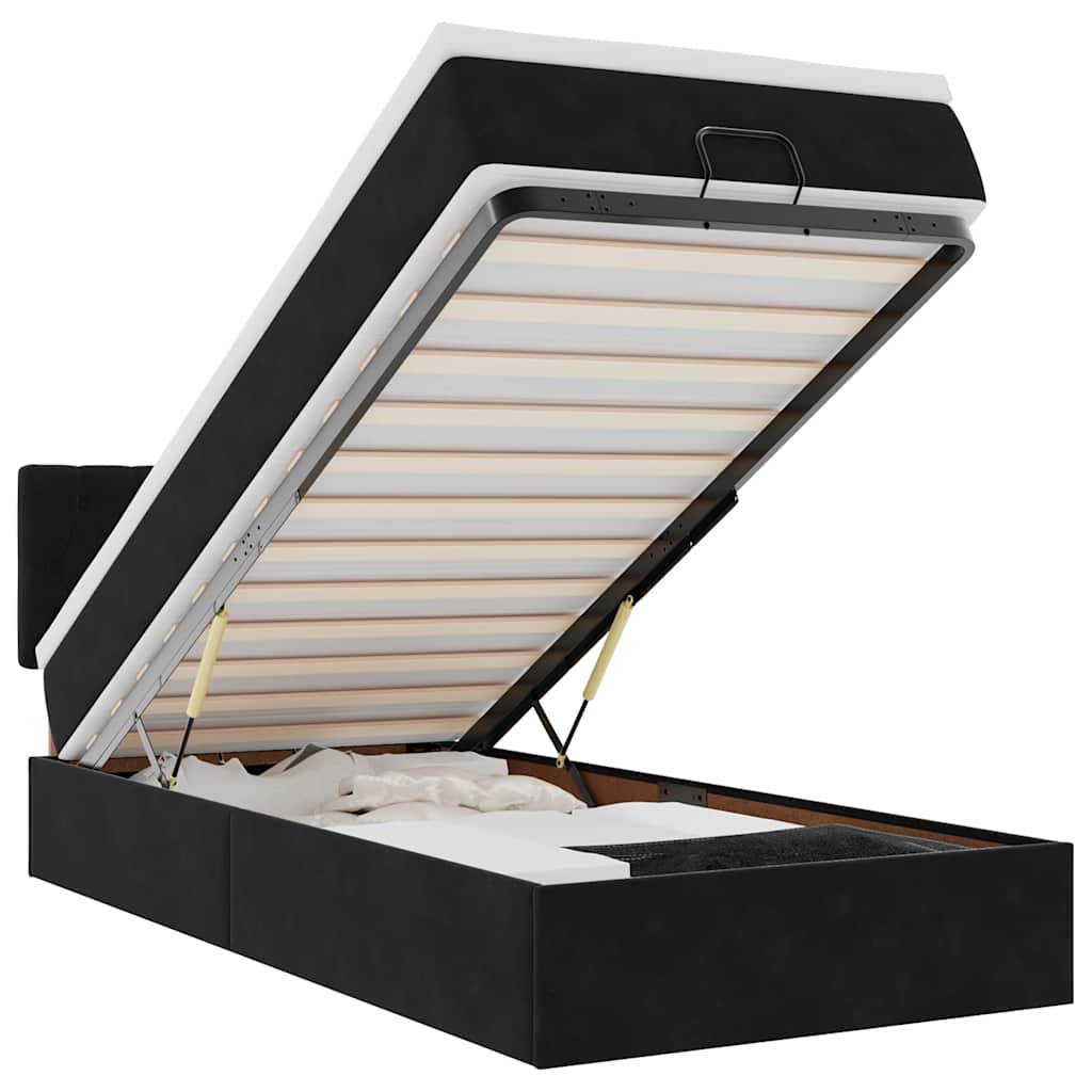 Οθωμανικό κρεβάτι με στρώμα & LEDs Μαύρο 80x200cm Velvet - Pakobazaar