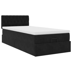 Οθωμανικό κρεβάτι με στρώμα & LEDs Μαύρο 80x200cm Velvet - Pakobazaar