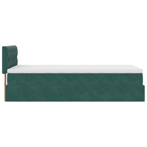 Οθωμανικό κρεβάτι με στρώμα & LEDs Dark Green 80x200cm Velvet - Pakobazaar