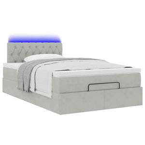 Οθωμανικό κρεβάτι με στρώμα&LEDs Ανοιχτό γκρι 120x190cm Βελούδο - Pakobazaar