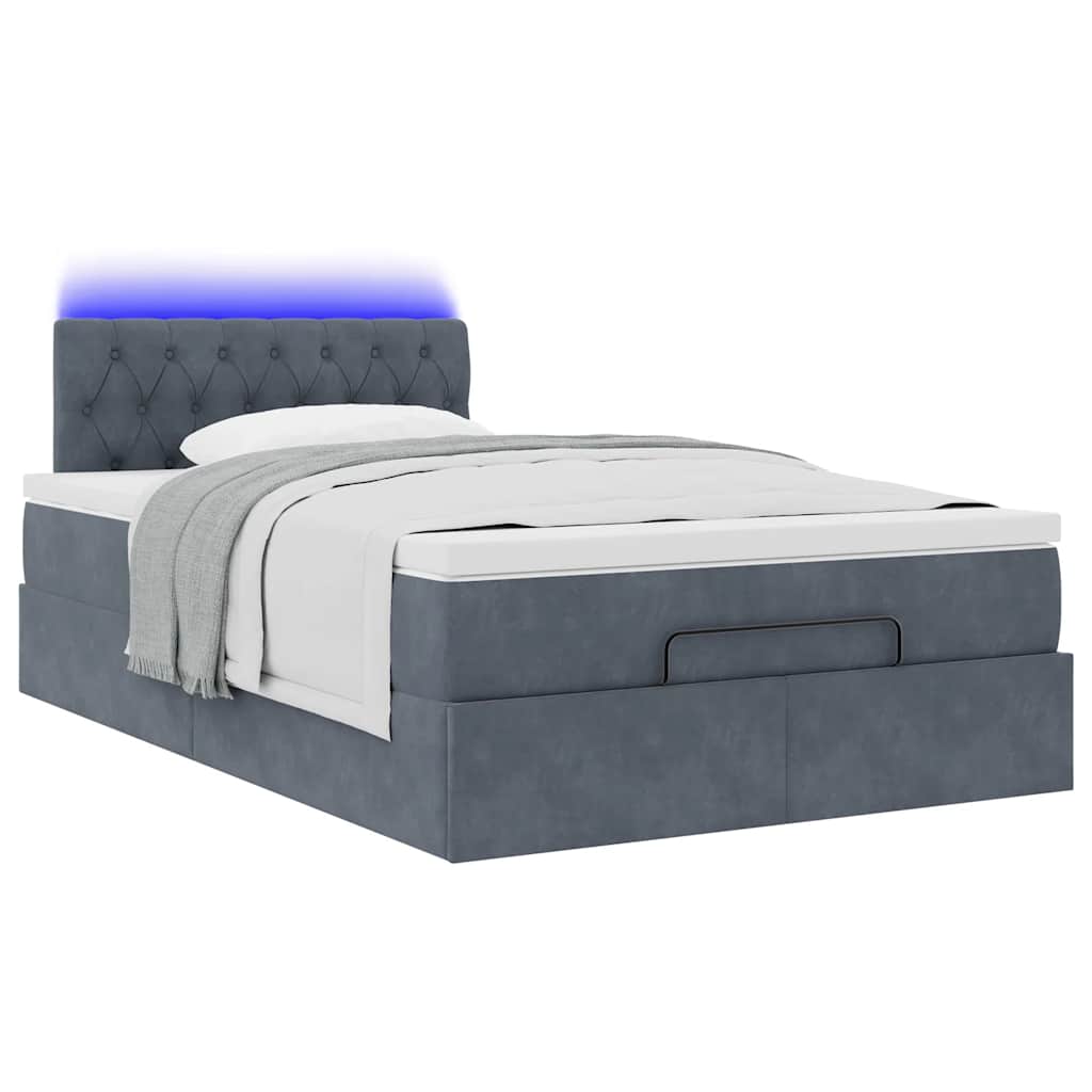 Οθωμανικό κρεβάτι με στρώμα & LEDs Σκούρο γκρι 120x190cm Velvet - Pakobazaar