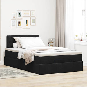 Οθωμανικό κρεβάτι με στρώμα & LEDs Μαύρο 120x190cm Velvet - Pakobazaar