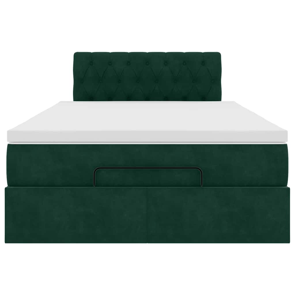 Οθωμανικό κρεβάτι με στρώμα & LEDs Dark Green 120x190cm Velvet