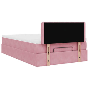Οθωμανικό κρεβάτι με στρώμα & LEDs Ροζ 120x190cm Velvet - Pakobazaar