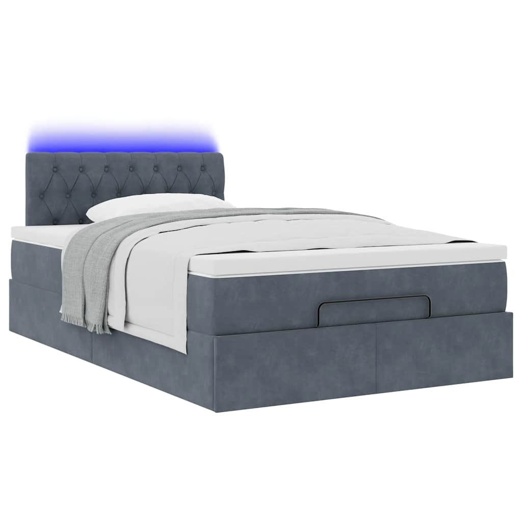 Οθωμανικό κρεβάτι με στρώμα & LEDs Σκούρο γκρι 120x200cm Velvet - Pakobazaar