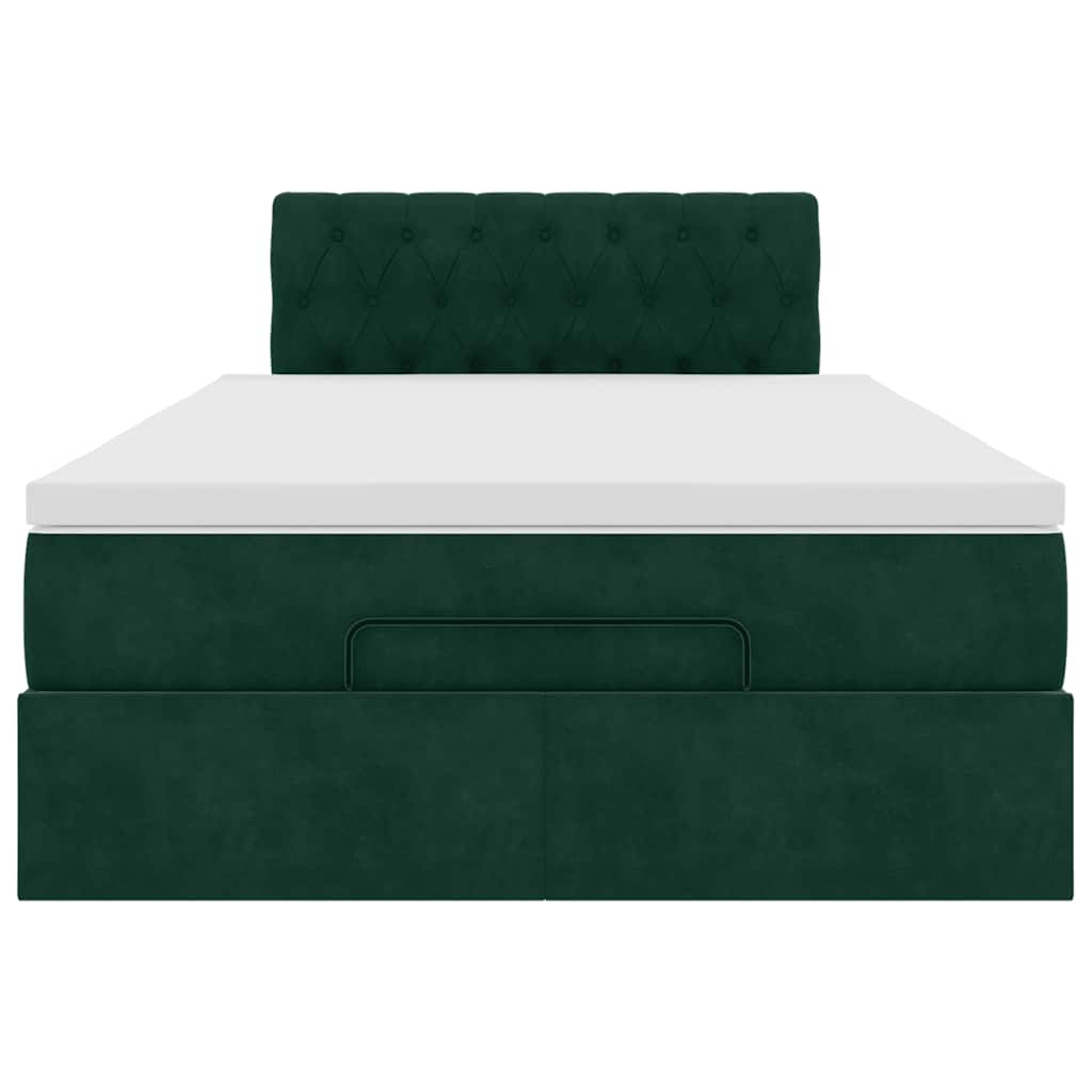 Οθωμανικό κρεβάτι με στρώμα & LEDs Dark Green 120x200cm Velvet - Pakobazaar