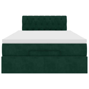 Οθωμανικό κρεβάτι με στρώμα & LEDs Dark Green 120x200cm Velvet - Pakobazaar