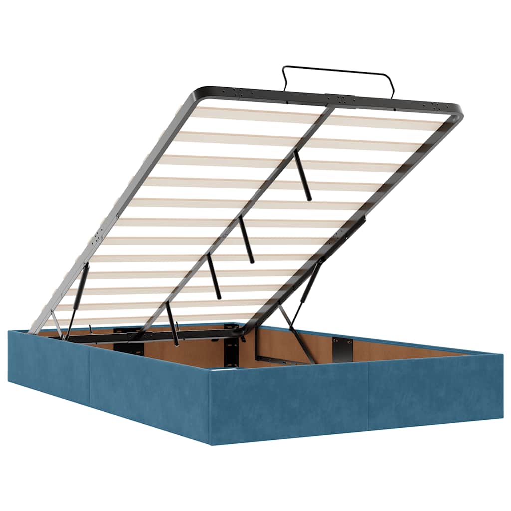 Οθωμανικό κρεβάτι με στρώμα&LEDs Σκούρο μπλε 120x200cm Βελούδο - Pakobazaar