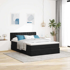 Οθωμανικό κρεβάτι με στρώμα & LEDs Μαύρο 140x190cm Velvet - Pakobazaar