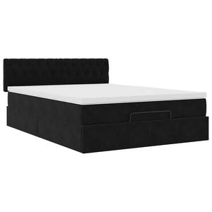 Οθωμανικό κρεβάτι με στρώμα & LEDs Μαύρο 140x190cm Velvet - Pakobazaar