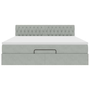 Οθωμανικό κρεβάτι με στρώμα&LEDs Ανοιχτό γκρι 160x200cm Βελούδο - Pakobazaar