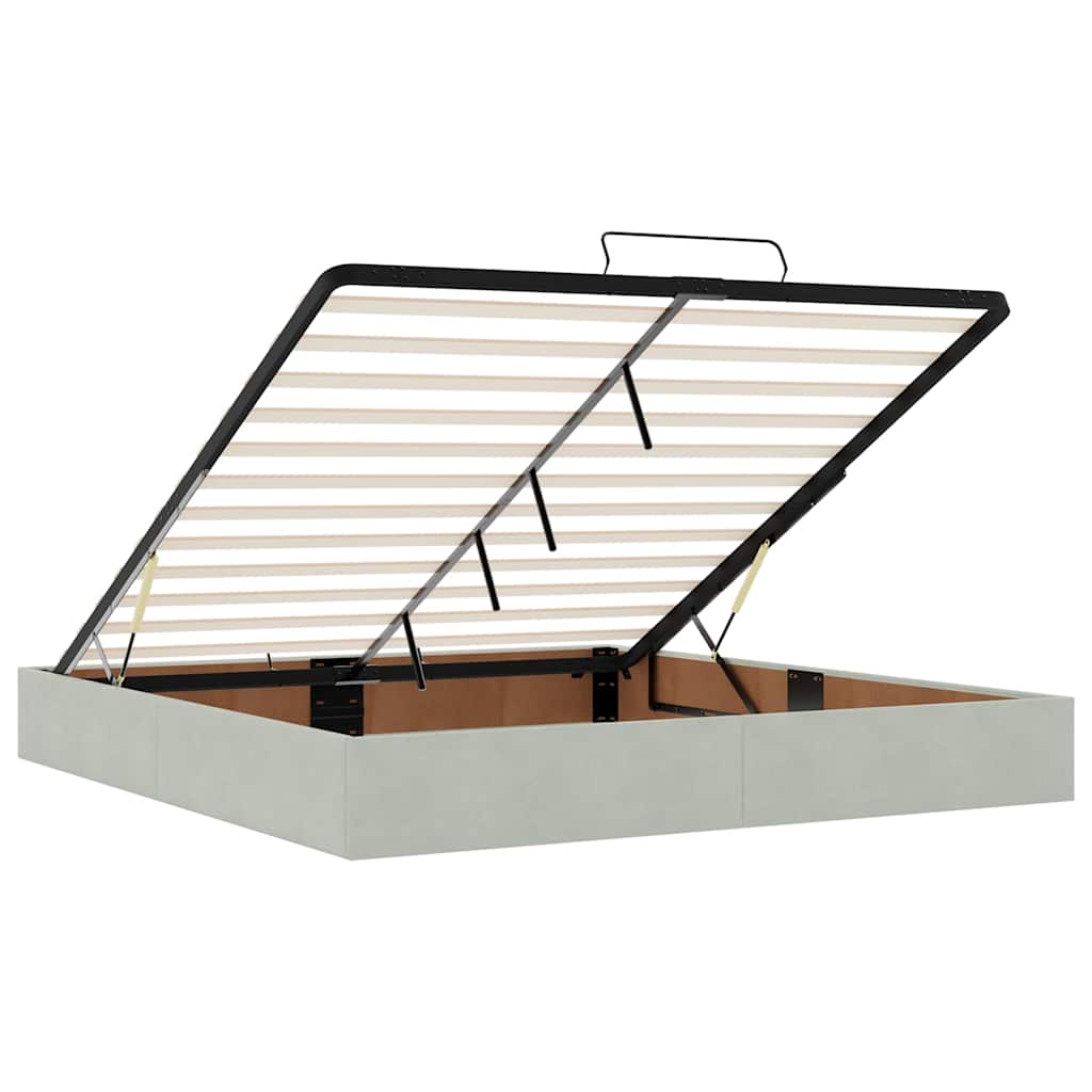 Οθωμανικό κρεβάτι με στρώμα&LEDs Ανοιχτό γκρι 160x200cm Βελούδο - Pakobazaar