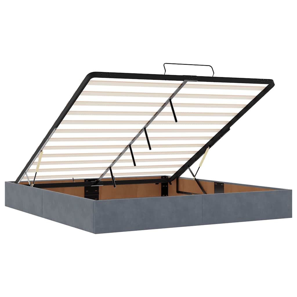 Οθωμανικό κρεβάτι με στρώμα & LEDs Σκούρο γκρι 180x200cm Velvet - Pakobazaar