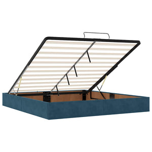 Οθωμανικό κρεβάτι με στρώμα & LEDs Σκούρο μπλε 180x200cm Velvet - Pakobazaar
