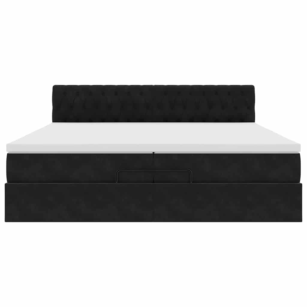 Οθωμανικό κρεβάτι με στρώματα & LEDs Μαύρο 200x200cm Velvet - Pakobazaar