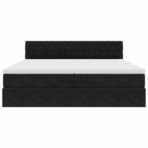 Οθωμανικό κρεβάτι με στρώματα & LEDs Μαύρο 200x200cm Velvet - Pakobazaar