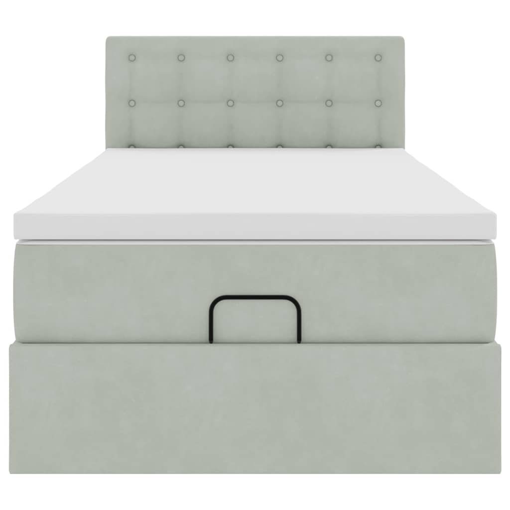 Οθωμανικό κρεβάτι με στρώμα&LEDs Ανοιχτό γκρι 80x200cm Βελούδο - Pakobazaar