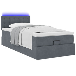 Οθωμανικό κρεβάτι με στρώμα & LEDs Dark Grey 80x200cm Velvet - Pakobazaar