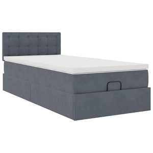 Οθωμανικό κρεβάτι με στρώμα & LEDs Dark Grey 80x200cm Velvet - Pakobazaar