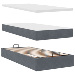 Οθωμανικό κρεβάτι με στρώμα & LEDs Dark Grey 80x200cm Velvet - Pakobazaar