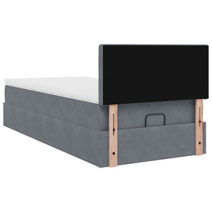 Οθωμανικό κρεβάτι με στρώμα & LEDs Dark Grey 80x200cm Velvet - Pakobazaar