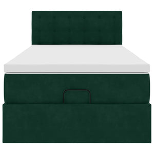 Οθωμανικό κρεβάτι με στρώμα & LEDs Dark Green 80x200cm Velvet