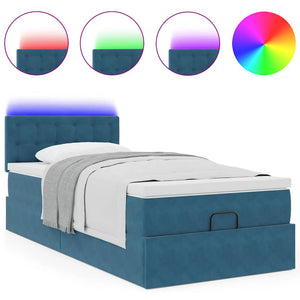 Οθωμανικό κρεβάτι με στρώμα & LEDs Σκούρο μπλε 80x200cm Βελούδο - Pakobazaar