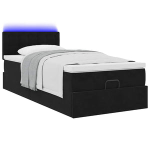 Οθωμανικό κρεβάτι με στρώμα & LEDs Μαύρο 90x200cm Velvet - Pakobazaar