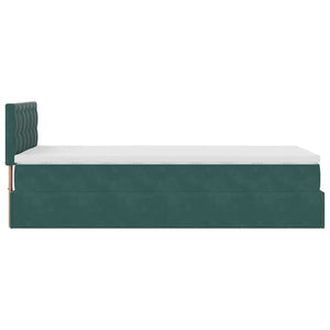 Οθωμανικό κρεβάτι με στρώμα & LEDs Dark Green 90x200cm Velvet - Pakobazaar