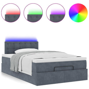 Οθωμανικό κρεβάτι με στρώμα & LEDs Σκούρο γκρι 120x190cm Velvet - Pakobazaar