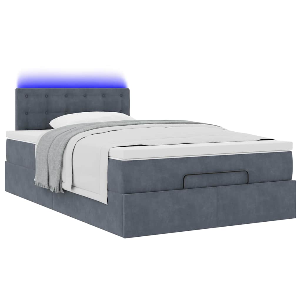 Οθωμανικό κρεβάτι με στρώμα & LEDs Σκούρο γκρι 120x190cm Velvet - Pakobazaar