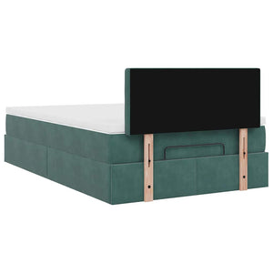 Οθωμανικό κρεβάτι με στρώμα & LEDs Dark Green 120x190cm Velvet