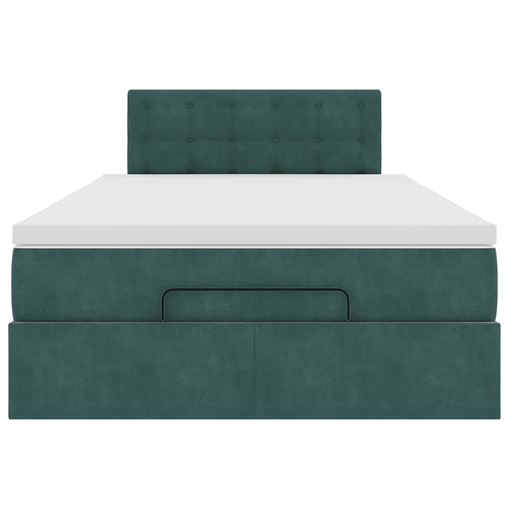 Οθωμανικό κρεβάτι με στρώμα & LEDs Dark Green 120x190cm Velvet