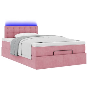 Οθωμανικό κρεβάτι με στρώμα & LEDs Ροζ 120x190cm Velvet - Pakobazaar