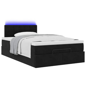 Οθωμανικό κρεβάτι με στρώμα & LEDs Μαύρο 120x200cm Velvet - Pakobazaar