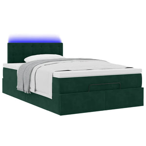 Οθωμανικό κρεβάτι με στρώμα & LEDs Dark Green 120x200cm Velvet - Pakobazaar