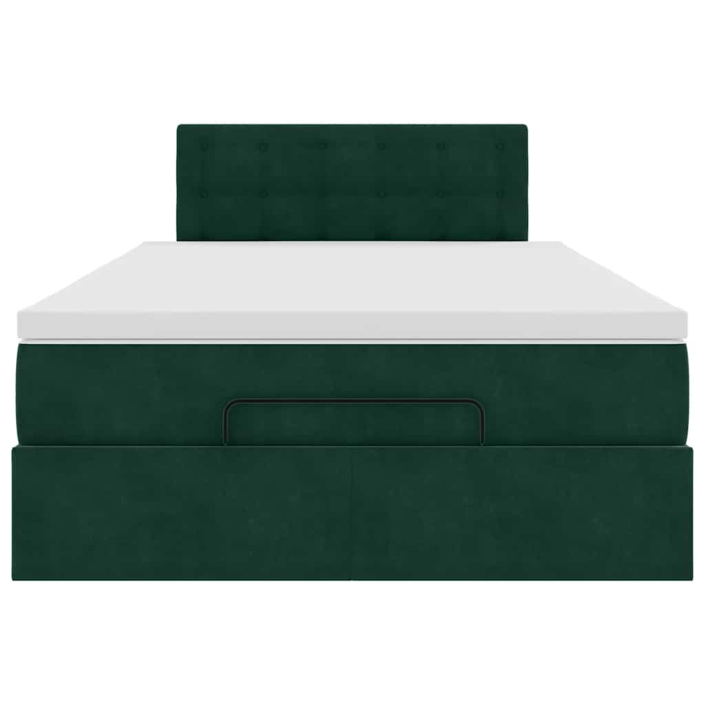 Οθωμανικό κρεβάτι με στρώμα & LEDs Dark Green 120x200cm Velvet - Pakobazaar